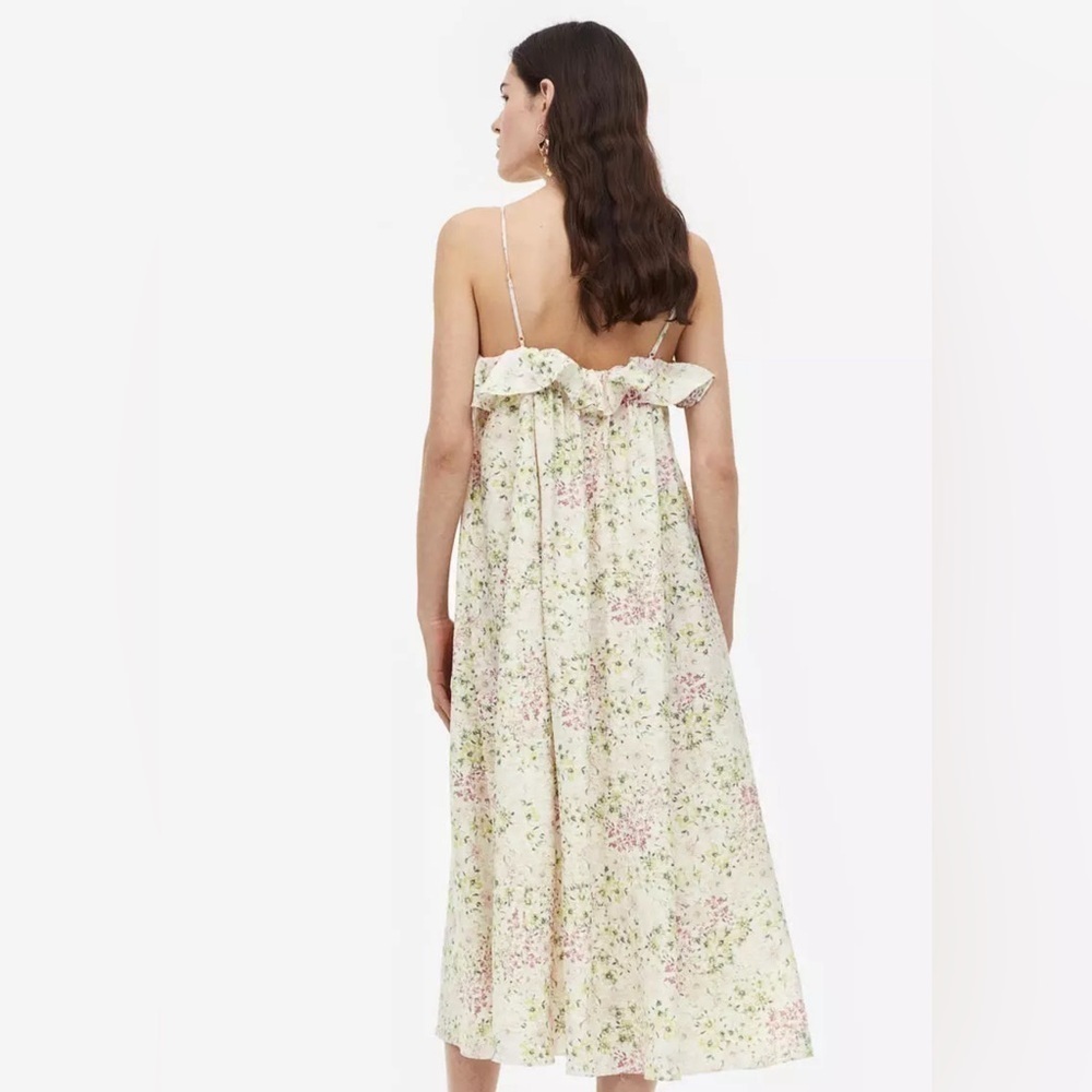 H&M Floral Sleeveless Flounce V Neck Dress - Size M - Picture 4 of 14